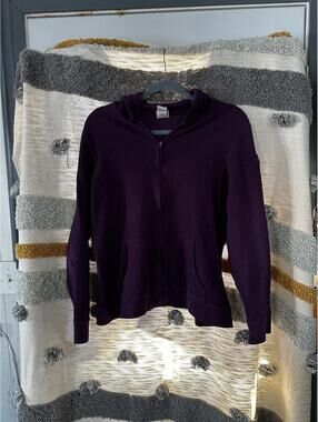 L.L Bean Women's Purple Fleece Quarterzip w/ Hood - Size Large